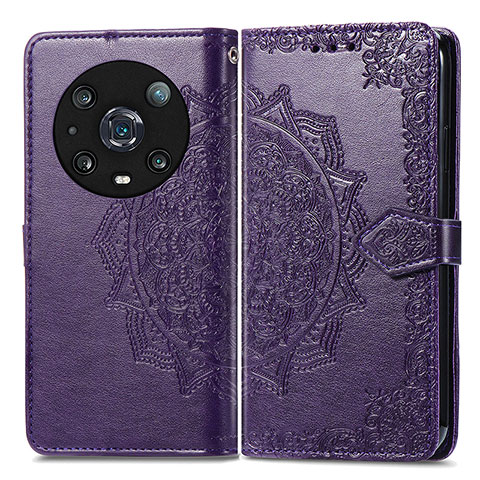 Funda de Cuero Cartera con Soporte Patron de Moda Carcasa para Huawei Honor Magic4 Pro 5G Morado