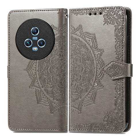 Funda de Cuero Cartera con Soporte Patron de Moda Carcasa para Huawei Honor Magic5 5G Gris