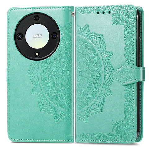 Funda de Cuero Cartera con Soporte Patron de Moda Carcasa para Huawei Honor Magic5 Lite 5G Verde