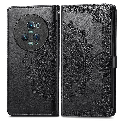 Funda de Cuero Cartera con Soporte Patron de Moda Carcasa para Huawei Honor Magic5 Pro 5G Negro