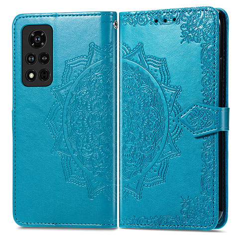 Funda de Cuero Cartera con Soporte Patron de Moda Carcasa para Huawei Honor V40 5G Azul