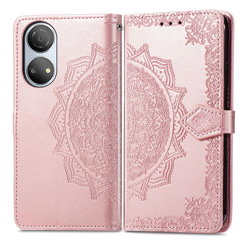 Funda de Cuero Cartera con Soporte Patron de Moda Carcasa para Huawei Honor X7 Oro Rosa