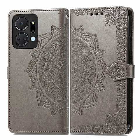 Funda de Cuero Cartera con Soporte Patron de Moda Carcasa para Huawei Honor X7a Gris