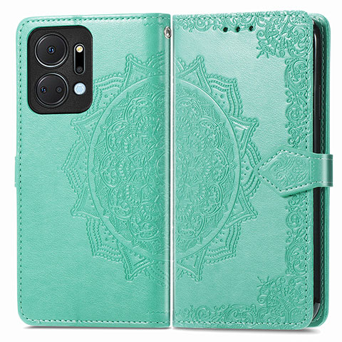 Funda de Cuero Cartera con Soporte Patron de Moda Carcasa para Huawei Honor X7a Verde