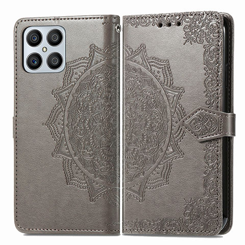 Funda de Cuero Cartera con Soporte Patron de Moda Carcasa para Huawei Honor X8 4G Gris