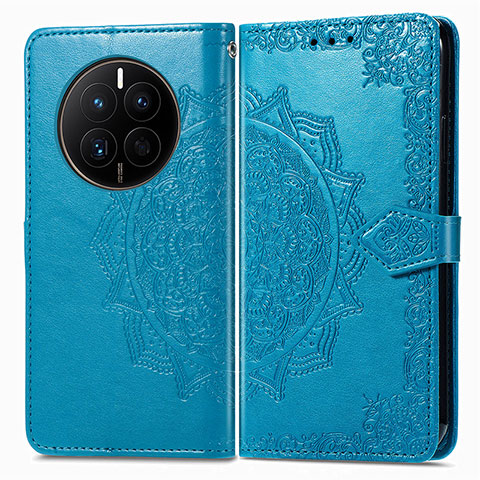 Funda de Cuero Cartera con Soporte Patron de Moda Carcasa para Huawei Mate 50 Azul