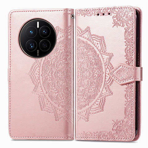 Funda de Cuero Cartera con Soporte Patron de Moda Carcasa para Huawei Mate 50 Oro Rosa