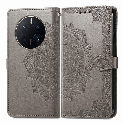 Funda de Cuero Cartera con Soporte Patron de Moda Carcasa para Huawei Mate 50 Pro Gris