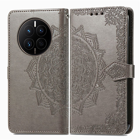 Funda de Cuero Cartera con Soporte Patron de Moda Carcasa para Huawei Mate 50E Gris