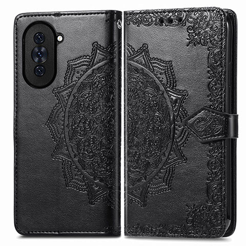 Funda de Cuero Cartera con Soporte Patron de Moda Carcasa para Huawei Nova 10 Pro Negro