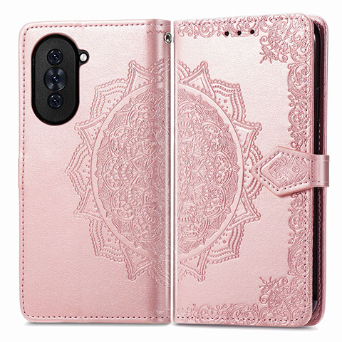 Funda de Cuero Cartera con Soporte Patron de Moda Carcasa para Huawei Nova 10 Pro Oro Rosa