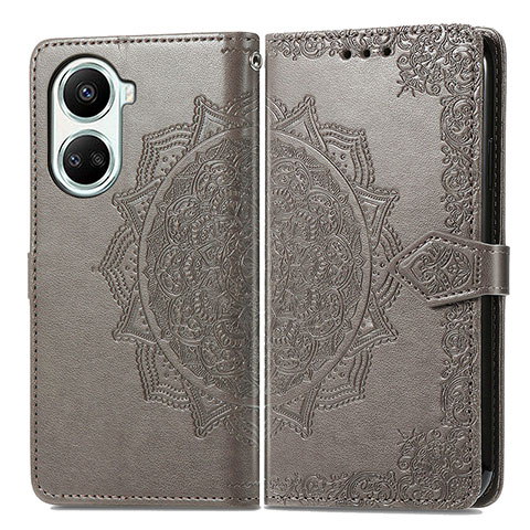 Funda de Cuero Cartera con Soporte Patron de Moda Carcasa para Huawei Nova 10 SE Gris