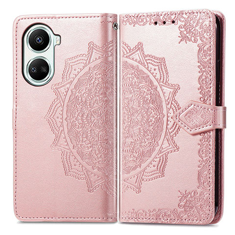 Funda de Cuero Cartera con Soporte Patron de Moda Carcasa para Huawei Nova 10 SE Oro Rosa