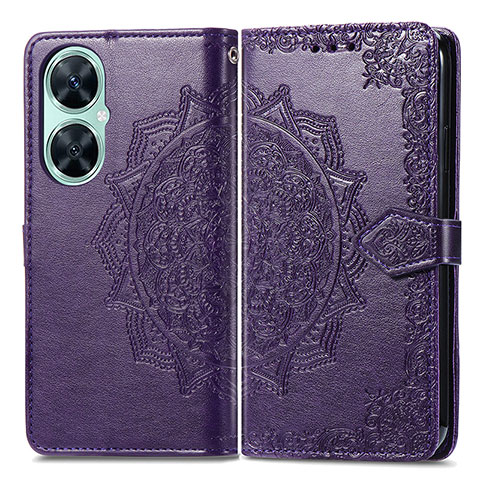 Funda de Cuero Cartera con Soporte Patron de Moda Carcasa para Huawei Nova 11i Morado