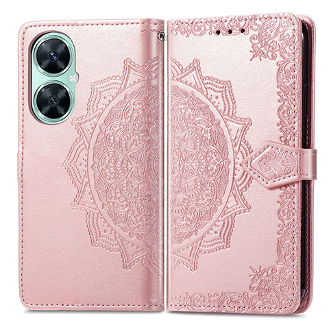 Funda de Cuero Cartera con Soporte Patron de Moda Carcasa para Huawei Nova 11i Oro Rosa