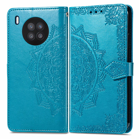 Funda de Cuero Cartera con Soporte Patron de Moda Carcasa para Huawei Nova 8i Azul