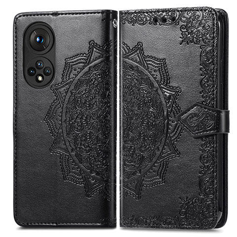 Funda de Cuero Cartera con Soporte Patron de Moda Carcasa para Huawei Nova 9 Pro Negro