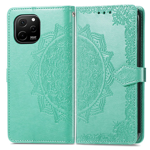 Funda de Cuero Cartera con Soporte Patron de Moda Carcasa para Huawei Nova Y61 Verde