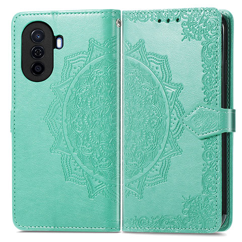 Funda de Cuero Cartera con Soporte Patron de Moda Carcasa para Huawei Nova Y70 Plus Verde