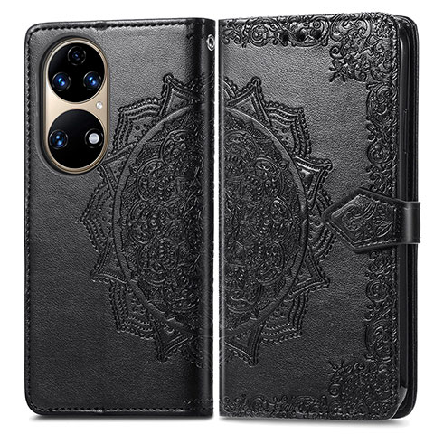 Funda de Cuero Cartera con Soporte Patron de Moda Carcasa para Huawei P50 Negro