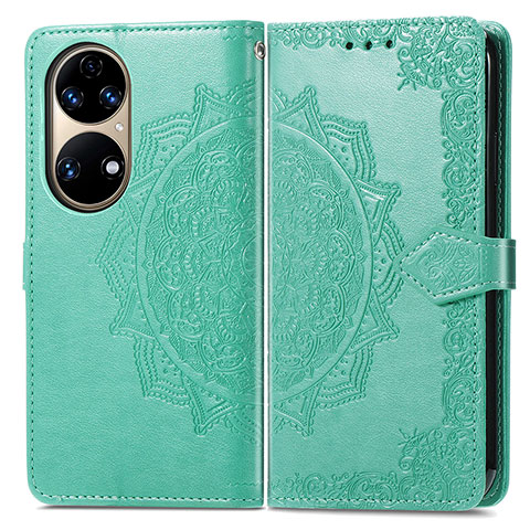 Funda de Cuero Cartera con Soporte Patron de Moda Carcasa para Huawei P50 Pro Verde