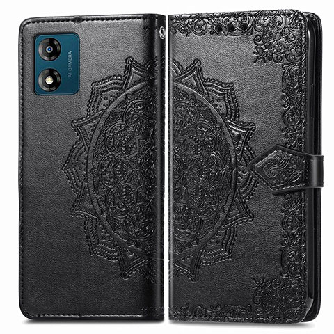 Funda de Cuero Cartera con Soporte Patron de Moda Carcasa para Motorola Moto E13 Negro