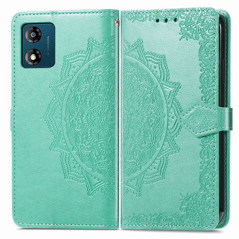 Funda de Cuero Cartera con Soporte Patron de Moda Carcasa para Motorola Moto E13 Verde