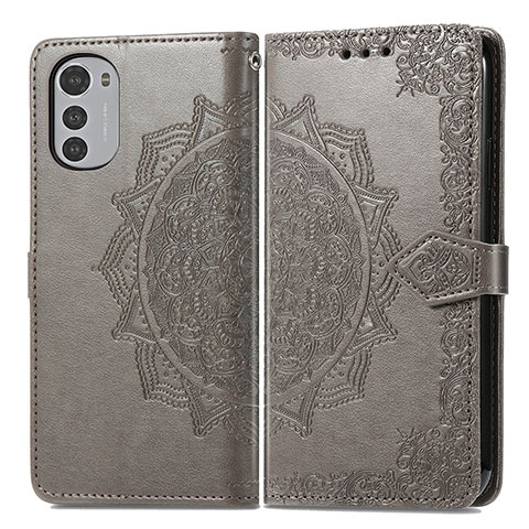 Funda de Cuero Cartera con Soporte Patron de Moda Carcasa para Motorola Moto E32 Gris