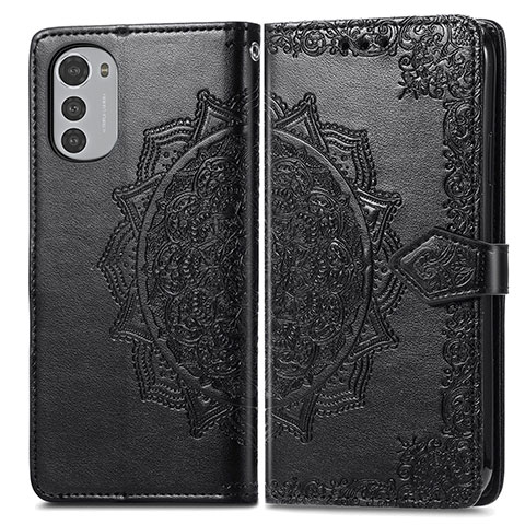 Funda de Cuero Cartera con Soporte Patron de Moda Carcasa para Motorola Moto E32 Negro