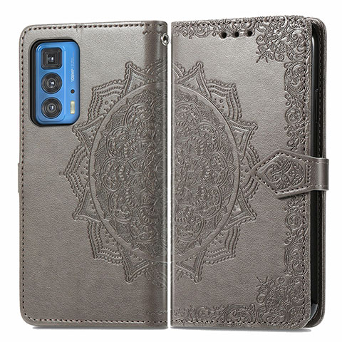 Funda de Cuero Cartera con Soporte Patron de Moda Carcasa para Motorola Moto Edge 20 Pro 5G Gris