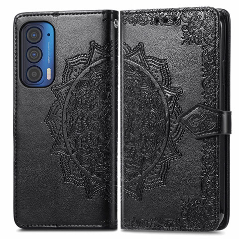 Funda de Cuero Cartera con Soporte Patron de Moda Carcasa para Motorola Moto Edge (2021) 5G Negro