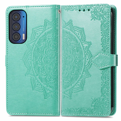 Funda de Cuero Cartera con Soporte Patron de Moda Carcasa para Motorola Moto Edge (2021) 5G Verde