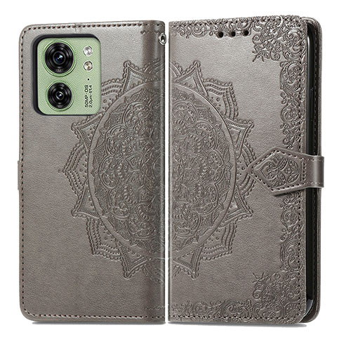 Funda de Cuero Cartera con Soporte Patron de Moda Carcasa para Motorola Moto Edge (2023) 5G Gris