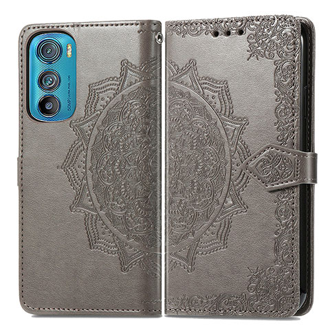 Funda de Cuero Cartera con Soporte Patron de Moda Carcasa para Motorola Moto Edge 30 5G Gris