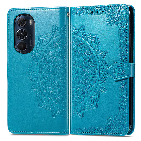 Funda de Cuero Cartera con Soporte Patron de Moda Carcasa para Motorola Moto Edge 30 Pro 5G Azul