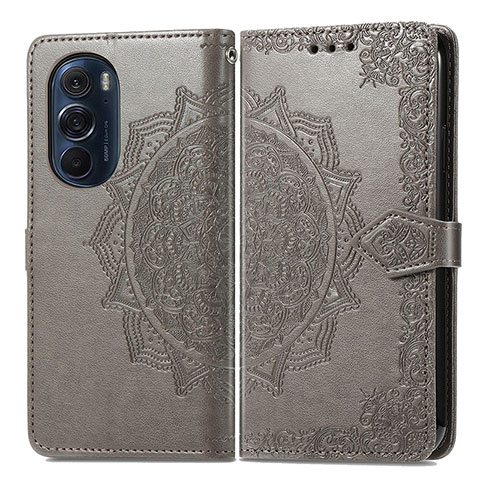 Funda de Cuero Cartera con Soporte Patron de Moda Carcasa para Motorola Moto Edge 30 Pro 5G Gris