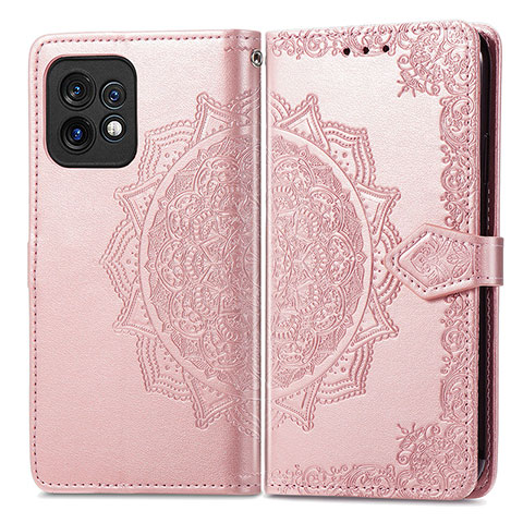 Funda de Cuero Cartera con Soporte Patron de Moda Carcasa para Motorola Moto Edge 40 Pro 5G Oro Rosa