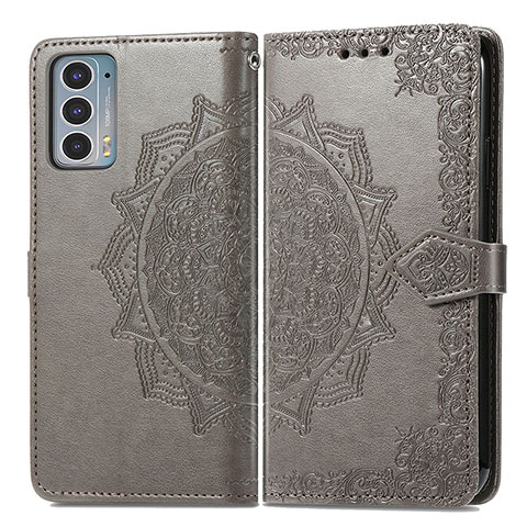 Funda de Cuero Cartera con Soporte Patron de Moda Carcasa para Motorola Moto Edge Lite 5G Gris