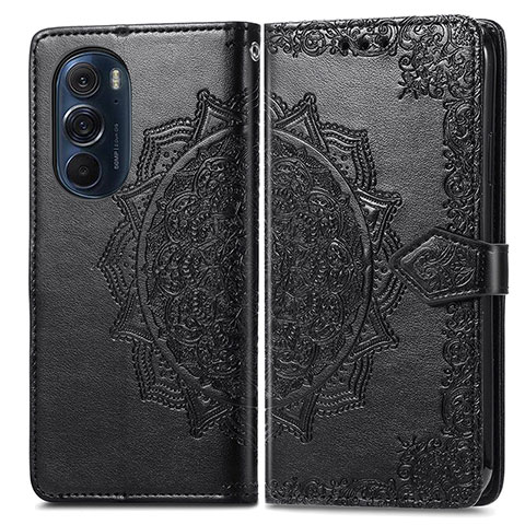 Funda de Cuero Cartera con Soporte Patron de Moda Carcasa para Motorola Moto Edge Plus (2022) 5G Negro