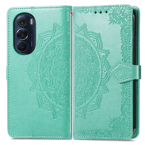 Funda de Cuero Cartera con Soporte Patron de Moda Carcasa para Motorola Moto Edge Plus (2022) 5G Verde