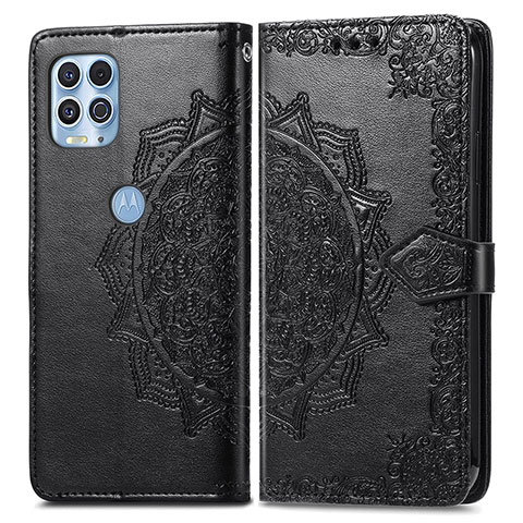 Funda de Cuero Cartera con Soporte Patron de Moda Carcasa para Motorola Moto Edge S 5G Negro