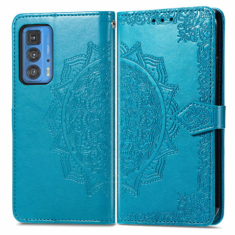 Funda de Cuero Cartera con Soporte Patron de Moda Carcasa para Motorola Moto Edge S Pro 5G Azul