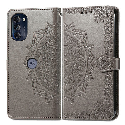 Funda de Cuero Cartera con Soporte Patron de Moda Carcasa para Motorola Moto G 5G (2022) Gris