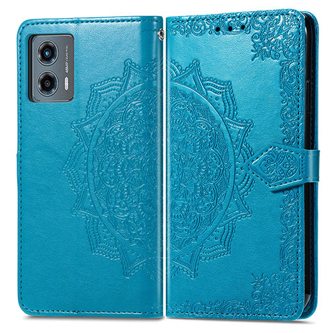 Funda de Cuero Cartera con Soporte Patron de Moda Carcasa para Motorola Moto G 5G (2023) Azul