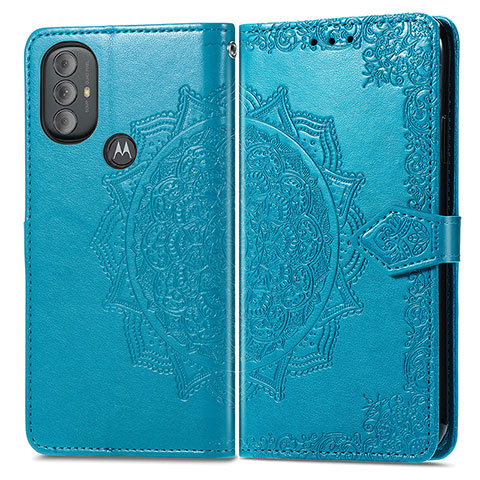 Funda de Cuero Cartera con Soporte Patron de Moda Carcasa para Motorola Moto G Play (2023) Azul