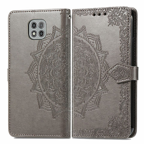 Funda de Cuero Cartera con Soporte Patron de Moda Carcasa para Motorola Moto G Power (2021) Gris