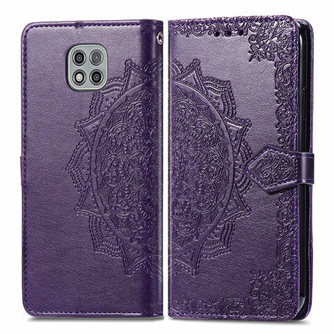 Funda de Cuero Cartera con Soporte Patron de Moda Carcasa para Motorola Moto G Power (2021) Morado