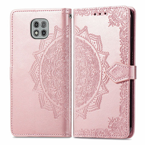 Funda de Cuero Cartera con Soporte Patron de Moda Carcasa para Motorola Moto G Power (2021) Oro Rosa