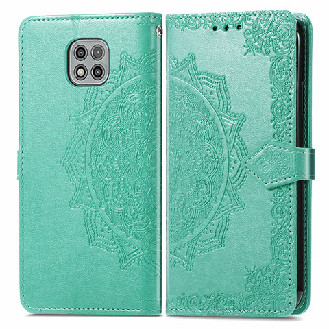 Funda de Cuero Cartera con Soporte Patron de Moda Carcasa para Motorola Moto G Power (2021) Verde