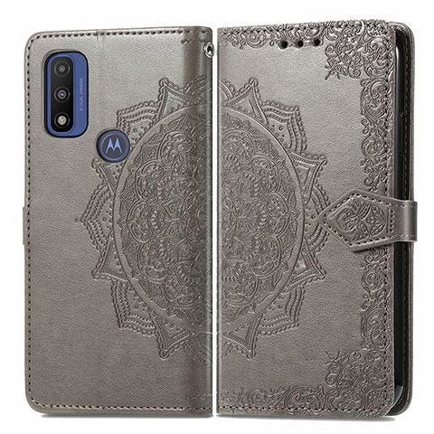 Funda de Cuero Cartera con Soporte Patron de Moda Carcasa para Motorola Moto G Pure Gris